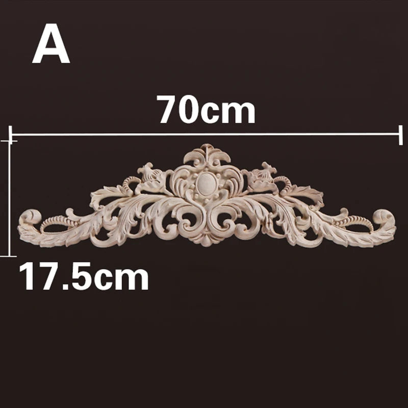 Wood Appliques and Onlays Natural  Furniture Wall Door Woodcarving Decorative Long  Flower Wooden Figurines Crafts Corner Frame