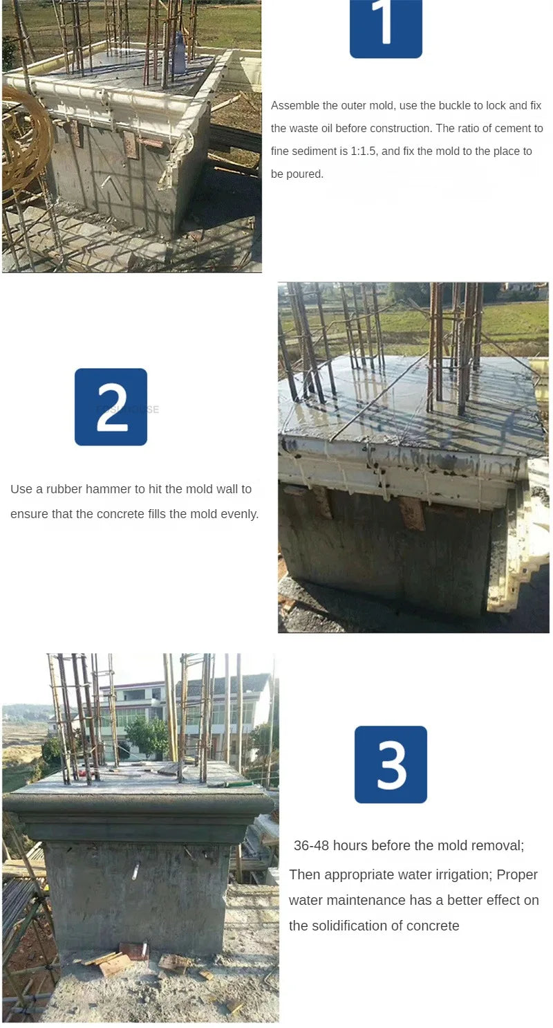 European Column Square Pier Column Head and Foot Mold for European Style Villa Gate Cast-in-place Cement Column Molds