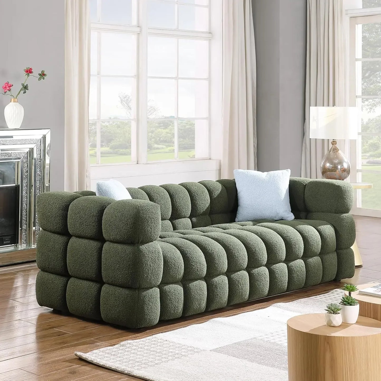 Modern and Comfortable Bouclé Fabric, Soft Cushion 3-seater Cloud Sofa