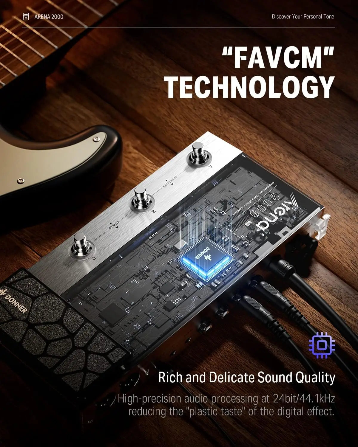 Donner Arena 2000 Multi-effect Pedal 278 Effects IR AMP Drum Looper MIDI In Effector with Softwear APP for Electric Guitar