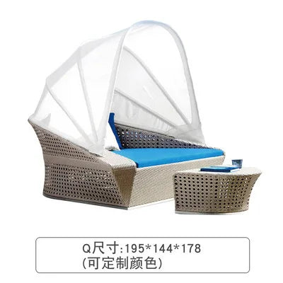 Semi-Circular Rattan Sofas, Bird's Nest Circular Beds.Rattan Woven Lounge Chairs