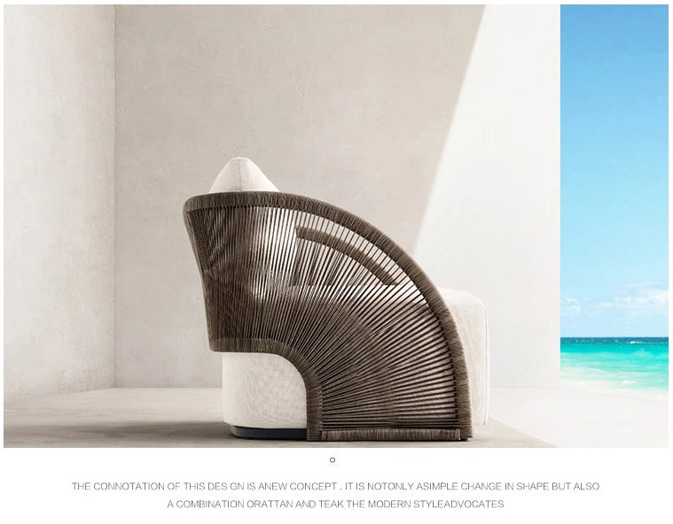 Outdoor rattan sofa leisure balcony three-piece garden creative hotel courtyard villa room open-air outdoor furniture