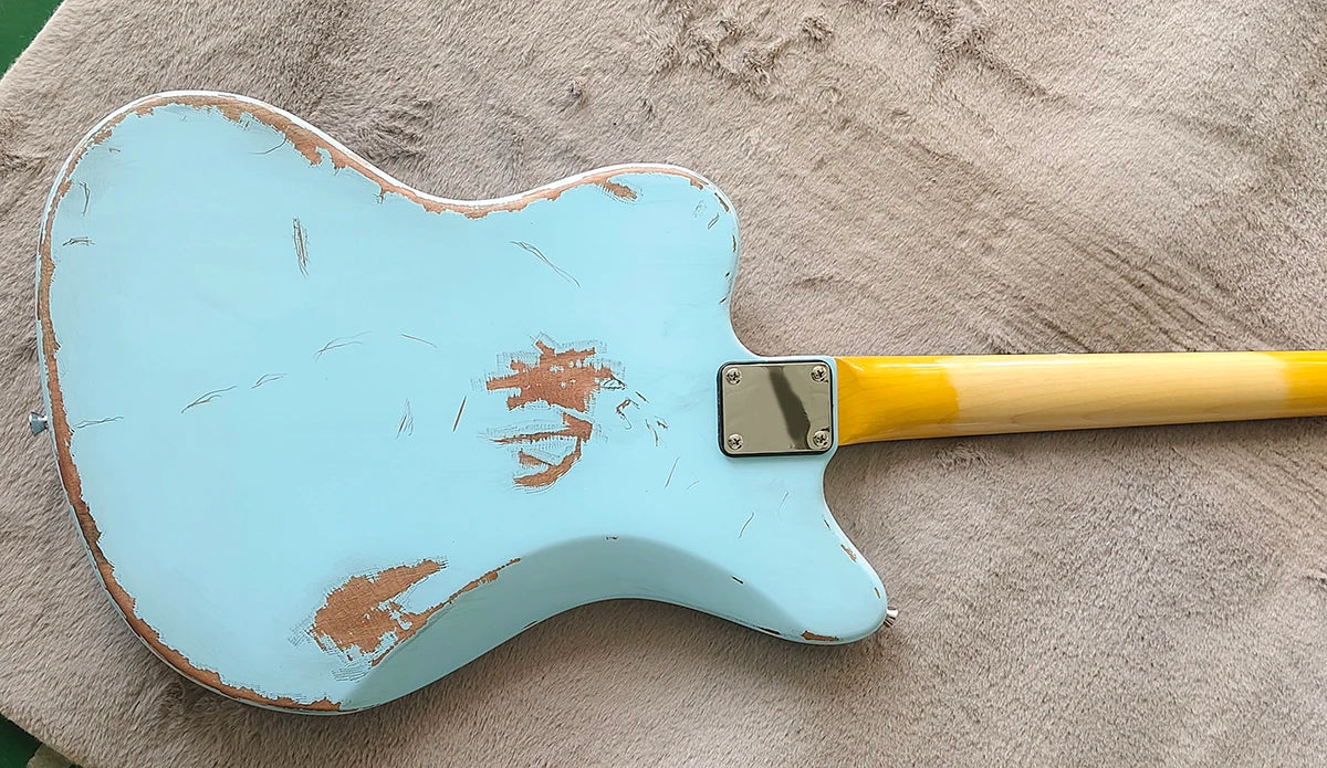 High Quality Sky Blue Relic Style 6 Strings Electric Guitar Rosewood Fretboard Chrome Hardwares Factory Customizable