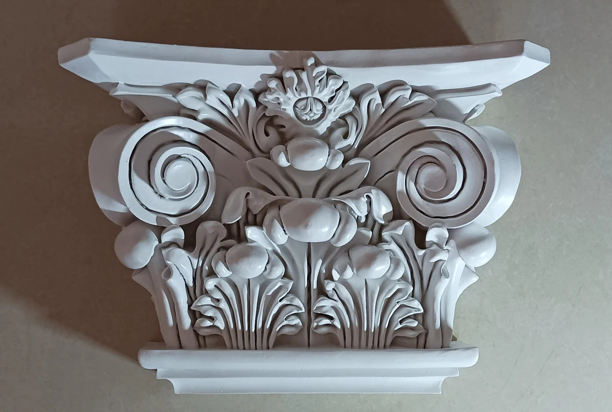 Polyurethane Flat Roman Columns Caps Pillars Capitals Wall Cornice Moulding European Style Decoration Components Elements
