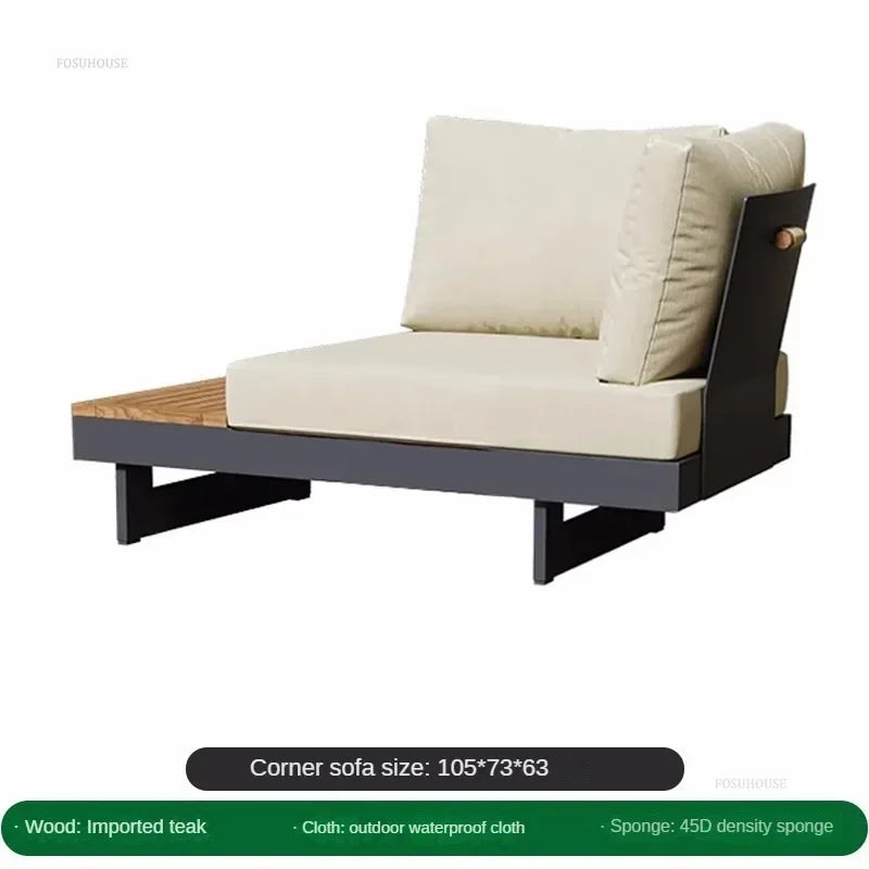 Metal Corner Sofa for Garden. Antiseptic Teak Outdoor Furniture. Light Luxury Comfortable Household Garden Sofa for Terrace