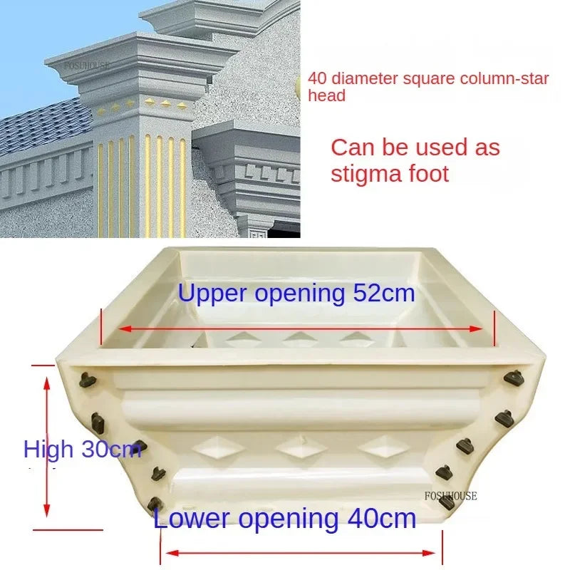 European Column Square Pier Column Head and Foot Mold for European Style Villa Gate Cast-in-place Cement Column Molds
