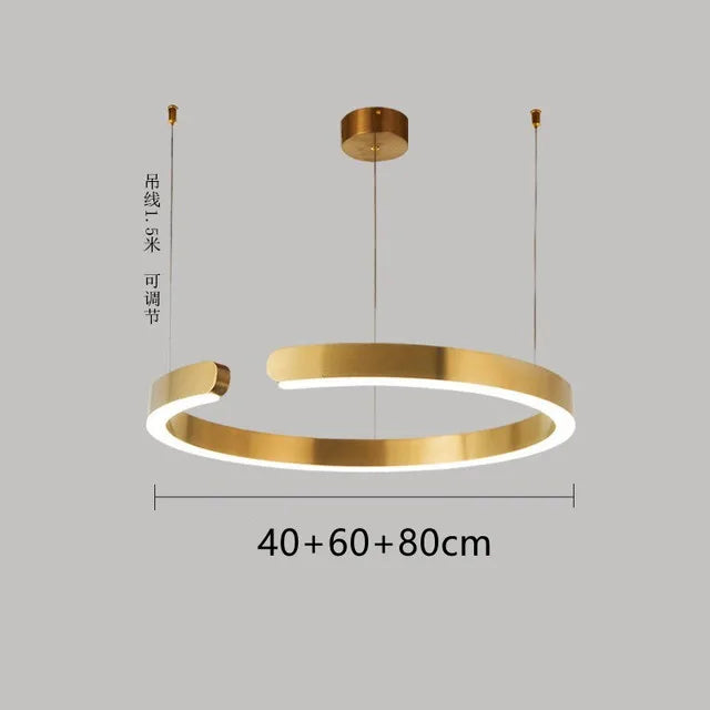 Modern C Ring Led Pendant Lamp Dimmable for Dining Living Room Center Table Bedroom Chandelier Home Decor Luxury Lusters Fixture