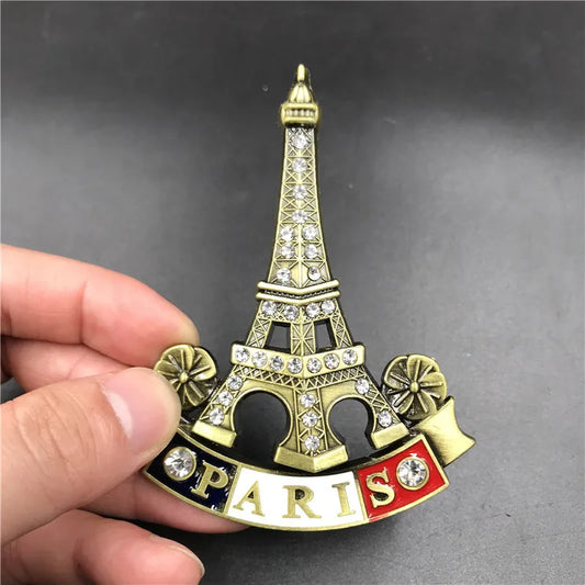 Metal Fridge Magnet With Diamonds, France Eiffel Tower