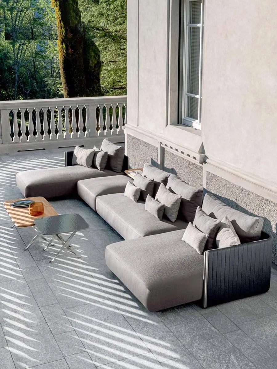 Outdoor Rattan Sofa. Villa Garden Rattan Chair, Terrace balcony. Aluminum Alloy, Waterproof Sunscreen Coffee Table.