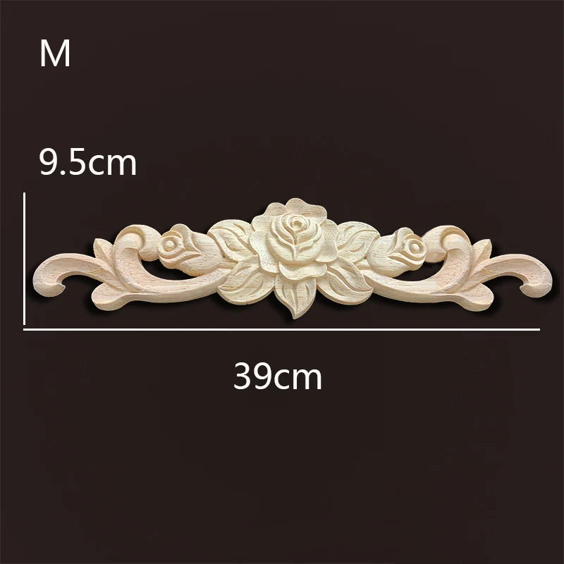 Wood carving onlays rose appliques Decals for wood furniture Antique home decor Wood furniture decoration Wood flower crafting