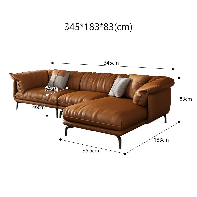 Modern Minimalist Leather Living Room Sofa  Apartment Furniture Set Combination With Customized Color