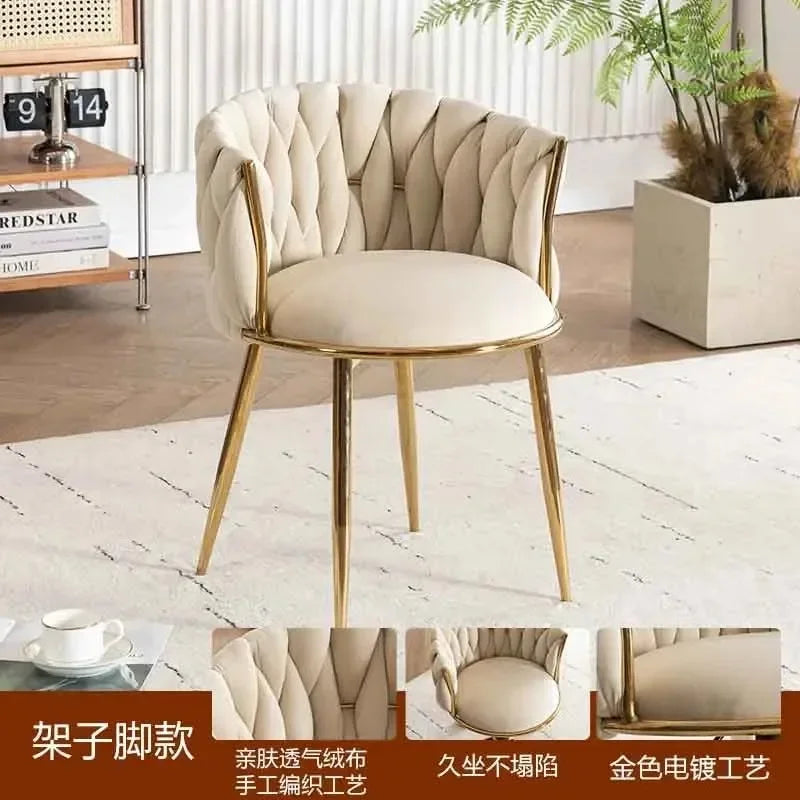 Italian Style Ladies Creative Bedroom Makeup Dressing Chair. Living Room Chair with Casters, Swivel, Backrest.