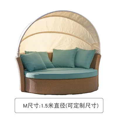 Semi-Circular Rattan Sofas, Bird's Nest Circular Beds.Rattan Woven Lounge Chairs