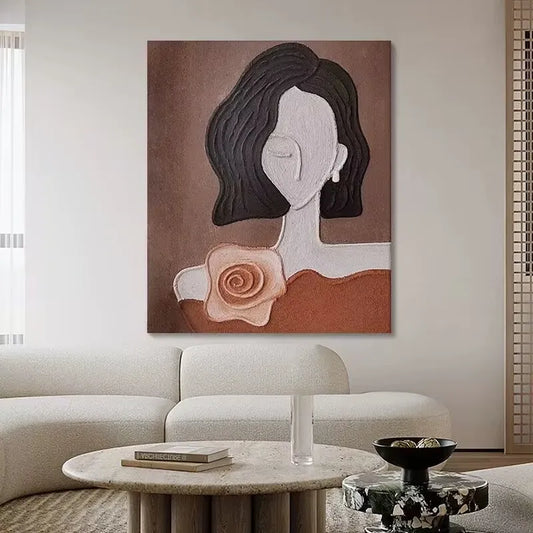 Retro Figure Texture Painting, 100% Hand-Painted Canvas Oil Painting