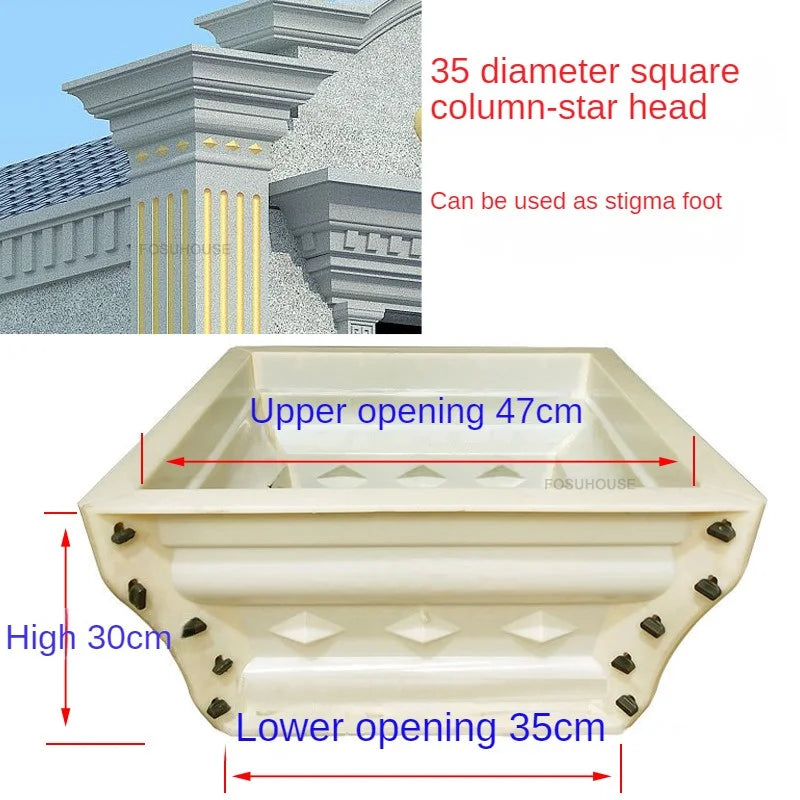 European Column Square Pier Column Head and Foot Mold for European Style Villa Gate Cast-in-place Cement Column Molds
