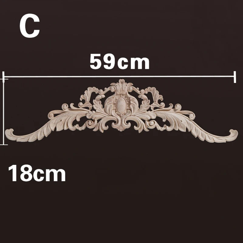Wood Appliques and Onlays Natural  Furniture Wall Door Woodcarving Decorative Long  Flower Wooden Figurines Crafts Corner Frame