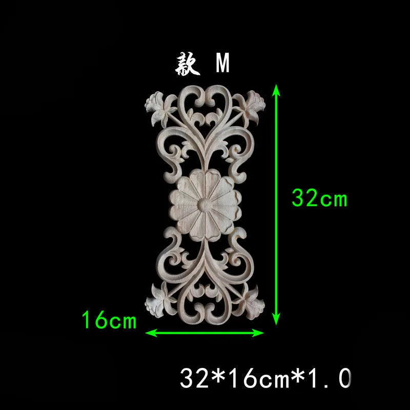 Wood carved appliques corners onlay decals for furniture flower decor Room decorations accessories Unpainted wood decal corner