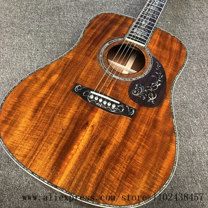 Luxury Acoustic Guitar with Koa Top, Sides and Back, Ebony Fingerboard, High Quality, 41 inch