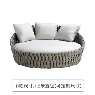 Semi-Circular Rattan Sofas, Bird's Nest Circular Beds.Rattan Woven Lounge Chairs