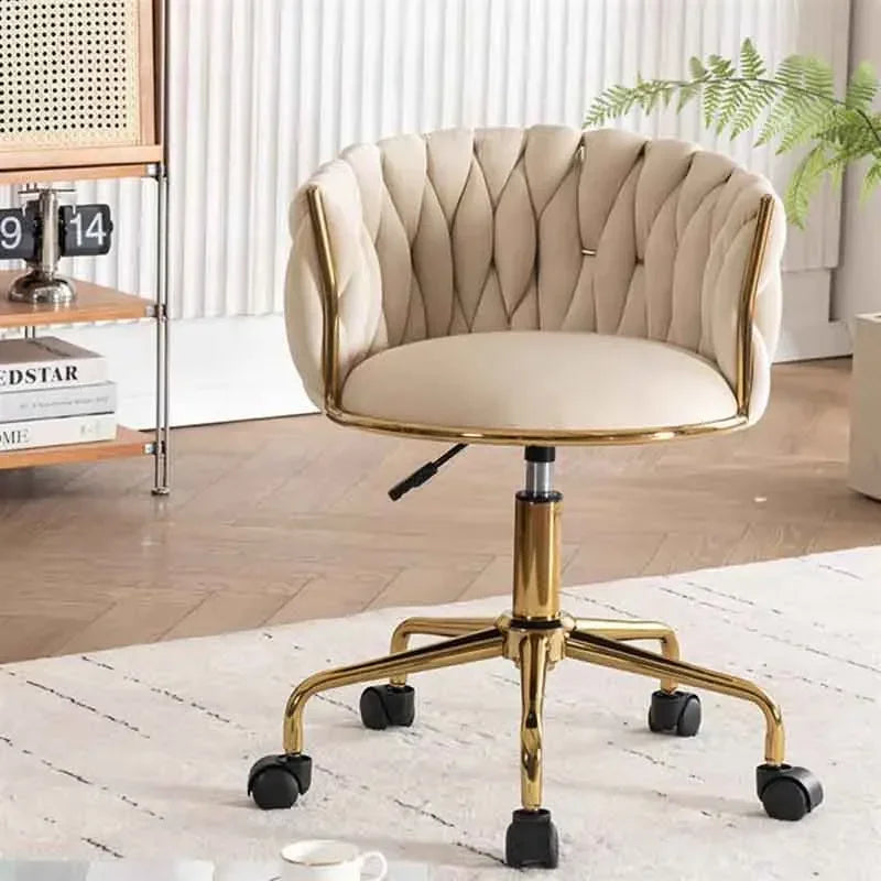 Italian Style Ladies Creative Bedroom Makeup Dressing Chair. Living Room Chair with Casters, Swivel, Backrest.