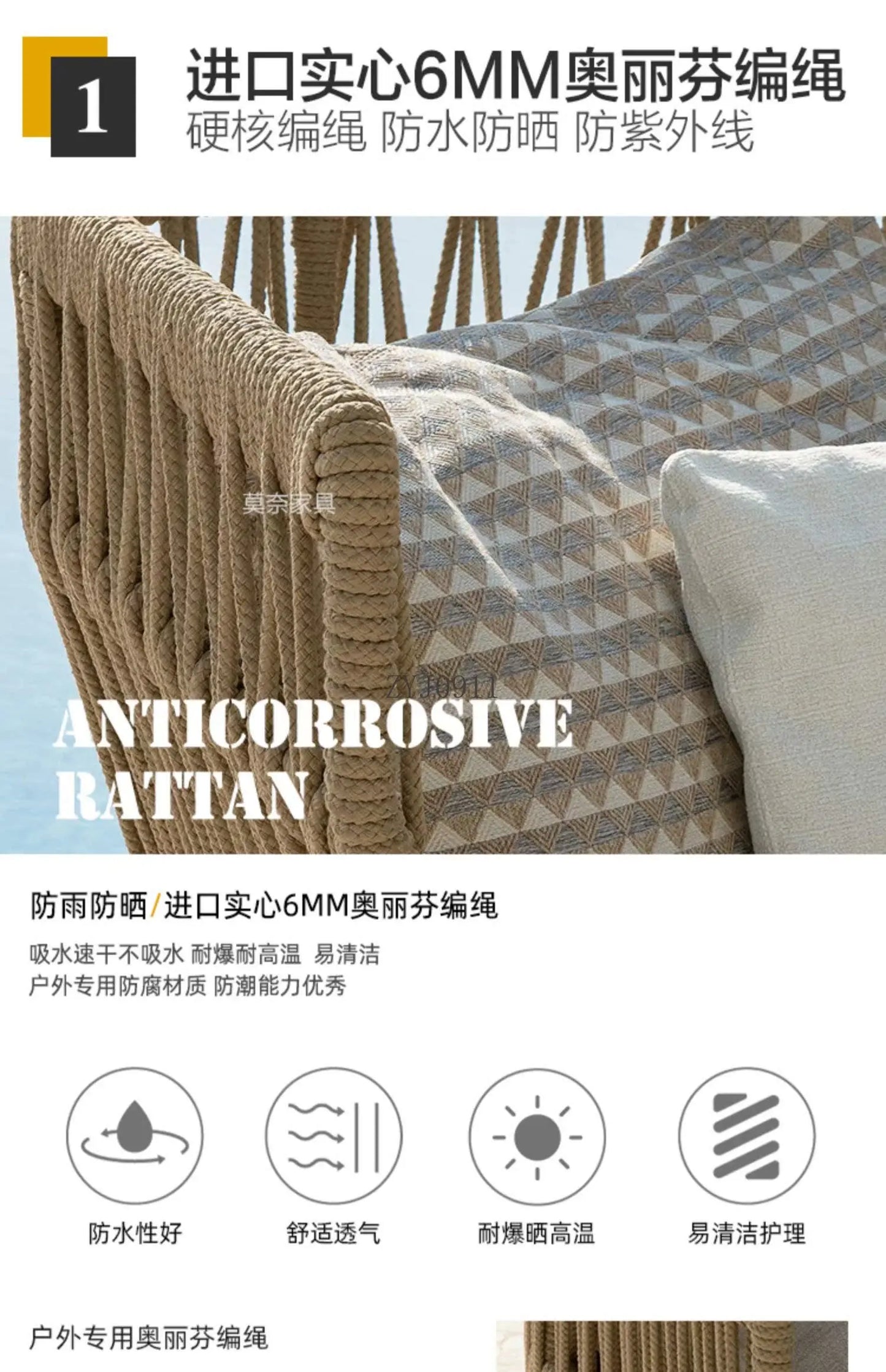 Outdoor Rattan Furniture Villa- Sun Room, Courtyard Garden Sofa Table and Chair Combination