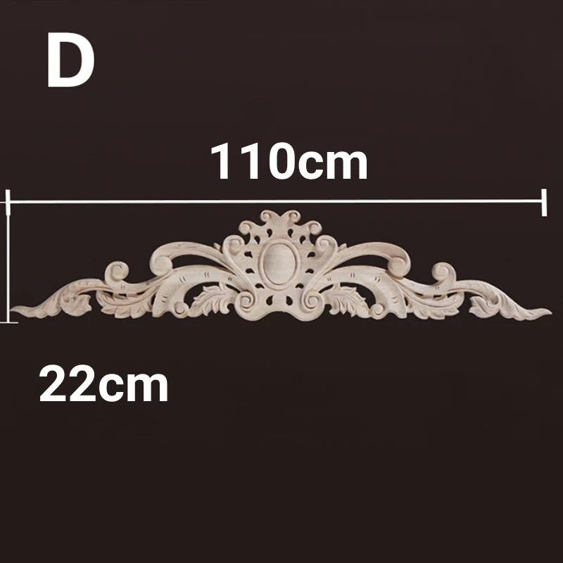 Wood Appliques and Onlays Natural  Furniture Wall Door Woodcarving Decorative Long  Flower Wooden Figurines Crafts Corner Frame