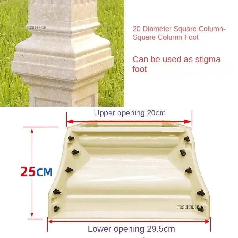 European Column Square Pier Column Head and Foot Mold for European Style Villa Gate Cast-in-place Cement Column Molds