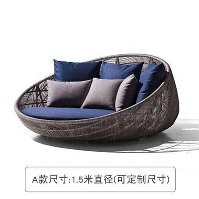 Semi-Circular Rattan Sofas, Bird's Nest Circular Beds.Rattan Woven Lounge Chairs