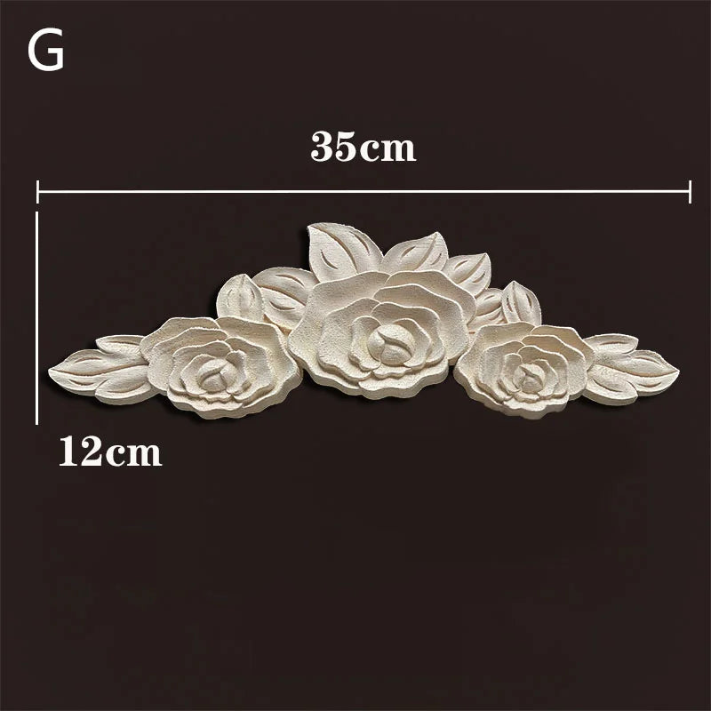 Wood Appliques Molding Carved Decal Corner Onlay Room Decor Item for Home Decoration Furniture Cabinet Orietal Flower Crafting