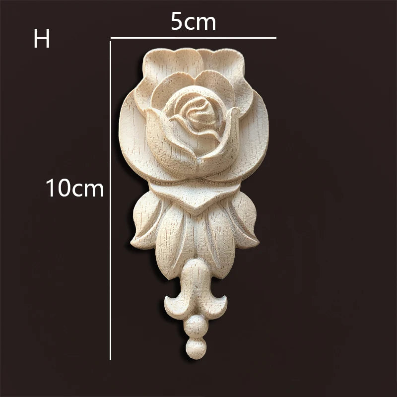Wood carving onlays rose appliques Decals for wood furniture Antique home decor Wood furniture decoration Wood flower crafting