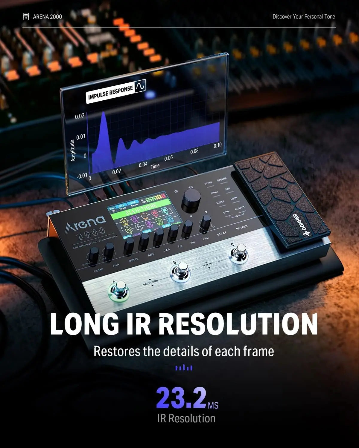 Donner Arena 2000 Multi-effect Pedal 278 Effects IR AMP Drum Looper MIDI In Effector with Softwear APP for Electric Guitar