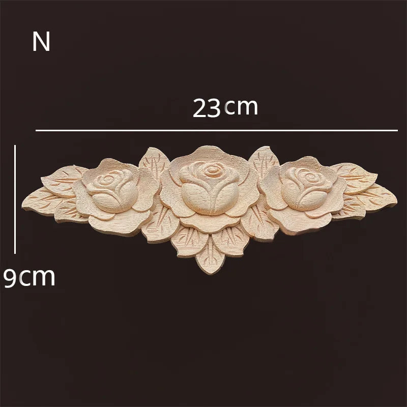 Wood carving onlays rose appliques Decals for wood furniture Antique home decor Wood furniture decoration Wood flower crafting