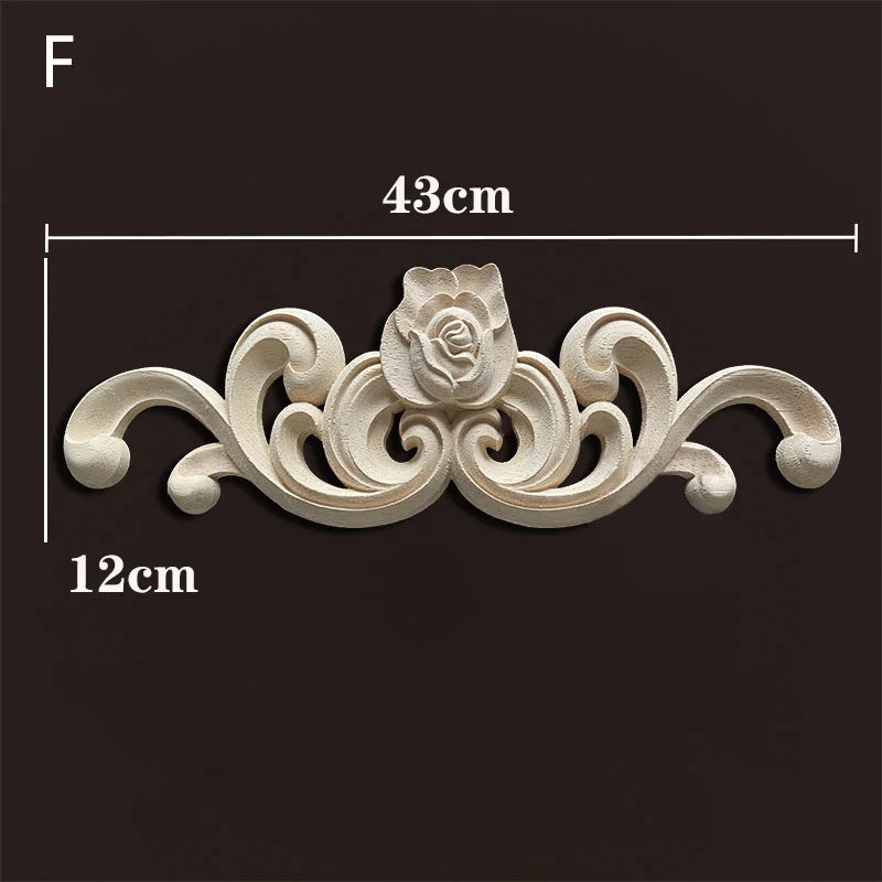 Wood Appliques Molding Carved Decal Corner Onlay Room Decor Item for Home Decoration Furniture Cabinet Orietal Flower Crafting