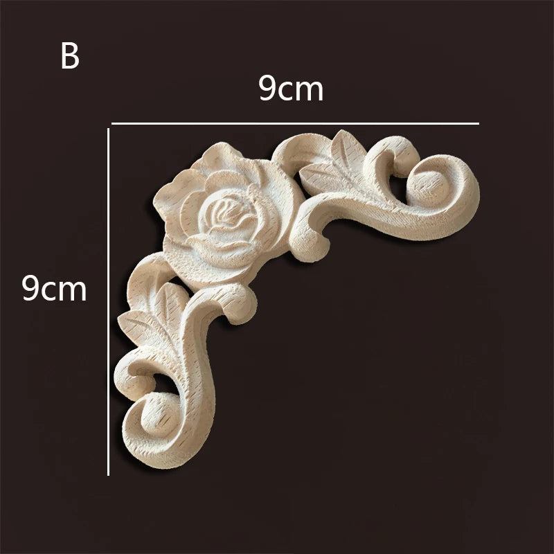 Wood carving onlays rose appliques Decals for wood furniture Antique home decor Wood furniture decoration Wood flower crafting