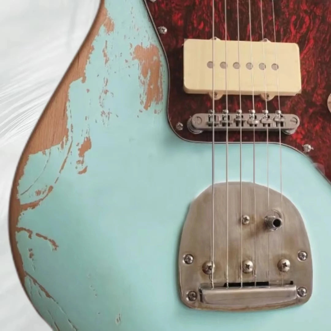 Relic '62 Jazzmaster Jaguar Vintage Green Electric Guitar Wide Lollar Pickups, White P90 Pickups,