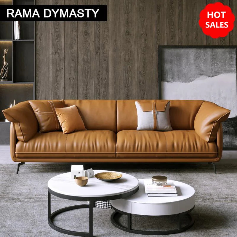 Modern Minimalist Leather Living Room Sofa  Apartment Furniture Set Combination With Customized Color