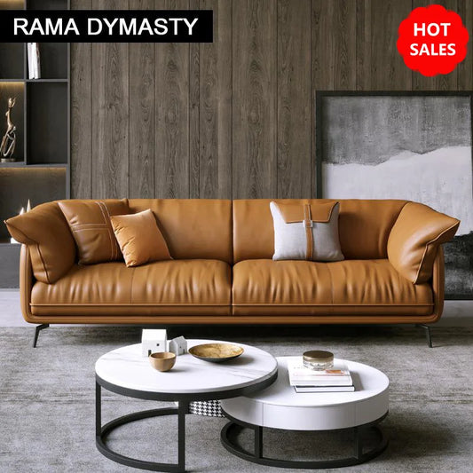 Modern Minimalist Leather Living Room Sofa  Apartment Furniture Set Combination With Customized Color