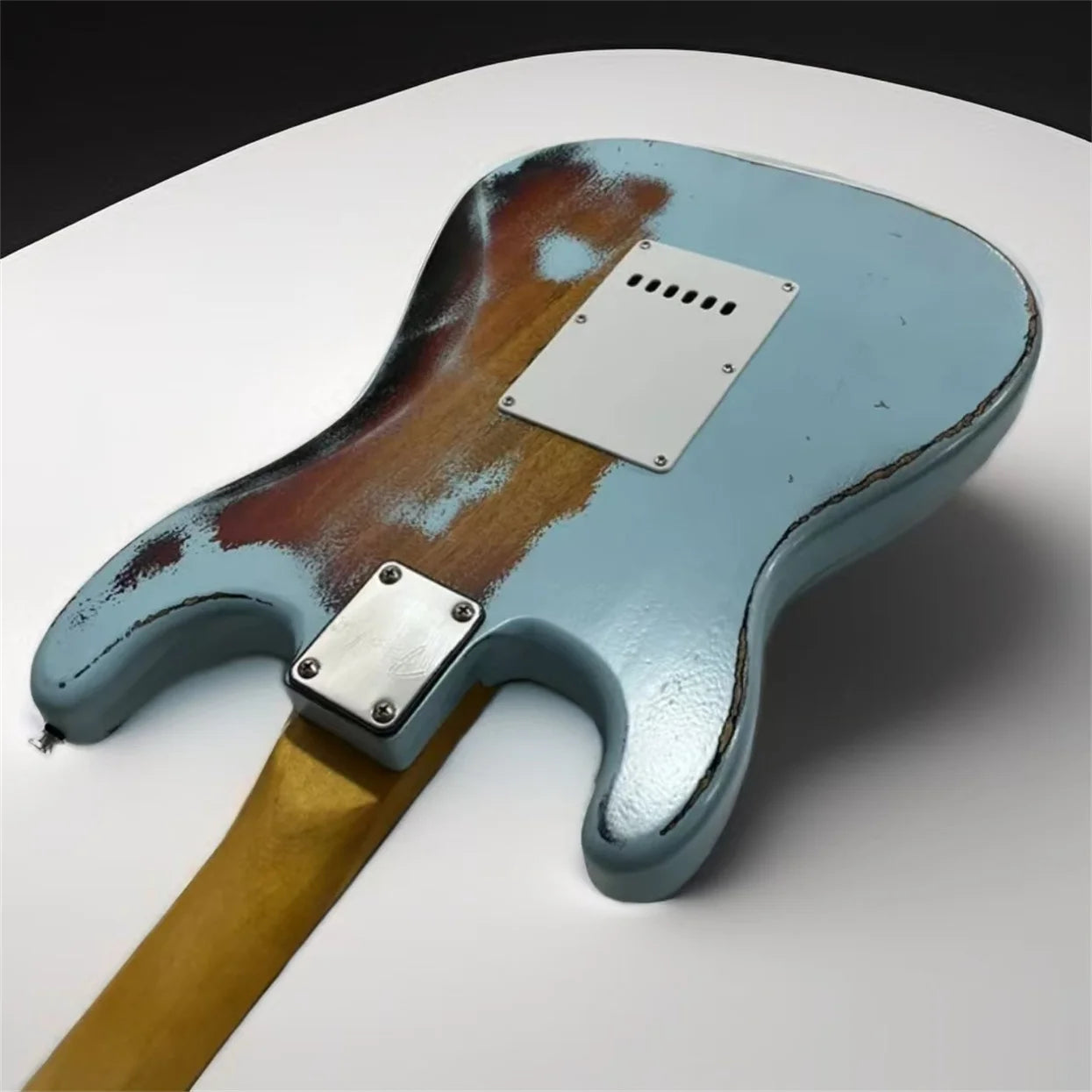 1959 Heavy Relic Light Blue Over Sunburst Electric Guitar Aged Hardware Nitro Lacquer Finish