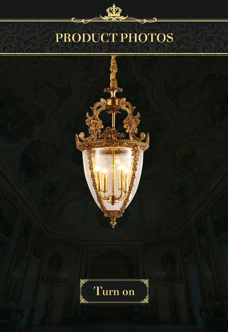 French Copper Porch Lamp Chandelier Indoor Hanging Lights Candle Led Lights