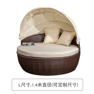 Semi-Circular Rattan Sofas, Bird's Nest Circular Beds.Rattan Woven Lounge Chairs