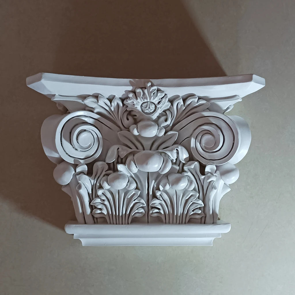 Polyurethane Flat Roman Columns Caps Pillars Capitals Wall Cornice Moulding European Style Decoration Components Elements