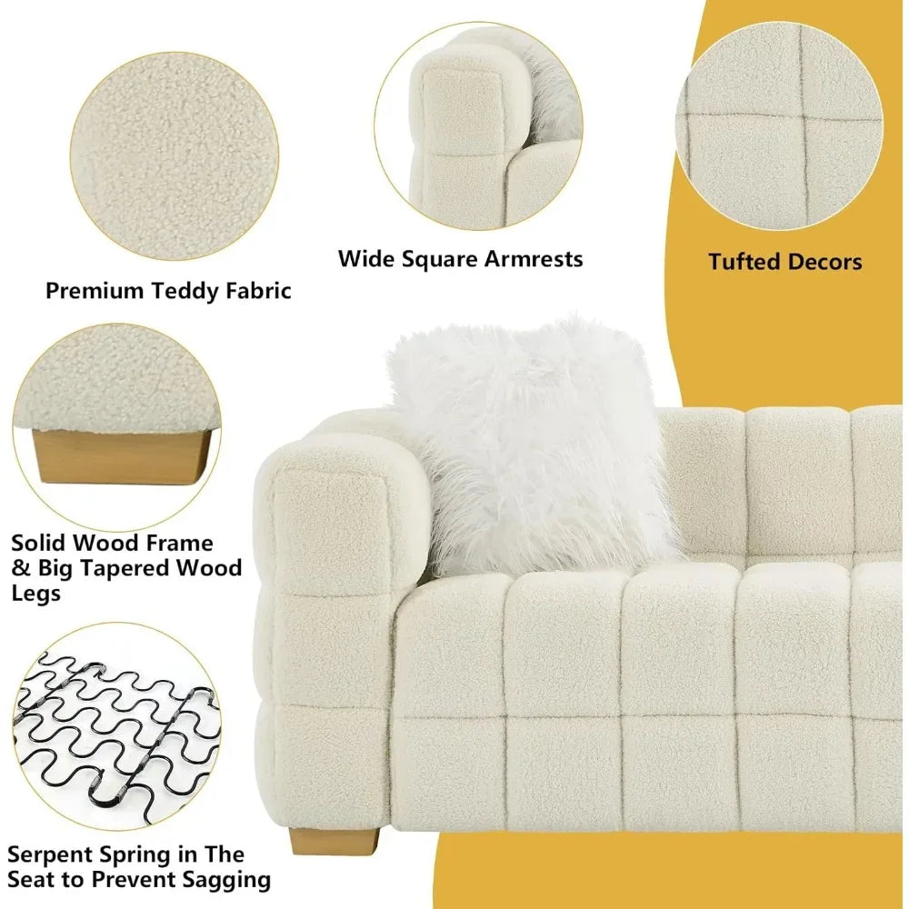 Modern and Comfortable Bouclé Fabric, Soft Cushion 3-seater Cloud Sofa