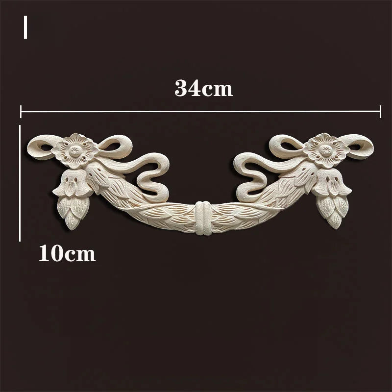 Wood Appliques Molding Carved Decal Corner Onlay Room Decor Item for Home Decoration Furniture Cabinet Orietal Flower Crafting