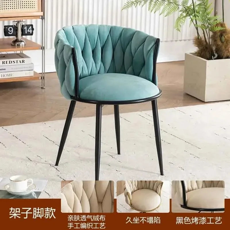 Italian Style Ladies Creative Bedroom Makeup Dressing Chair. Living Room Chair with Casters, Swivel, Backrest.