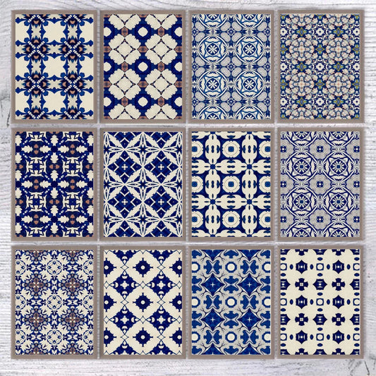 Vintage Blue and White Porcelain with Various Patterns of Flowers Canvas Printing Home Wall Decoration Frameless Painting