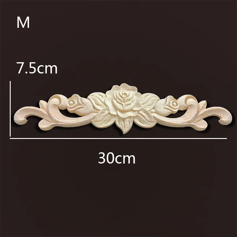 Wood carving onlays rose appliques Decals for wood furniture Antique home decor Wood furniture decoration Wood flower crafting