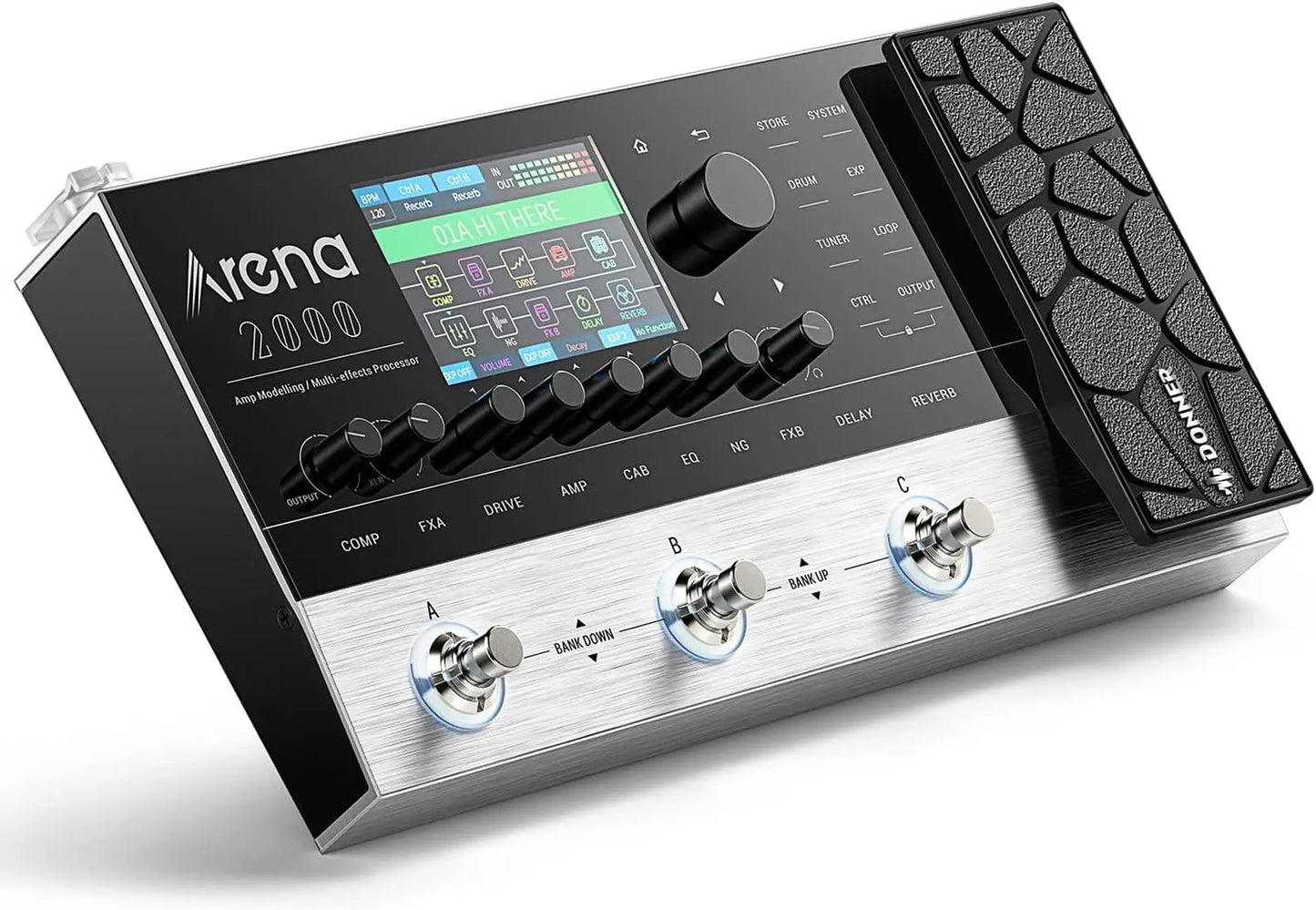 Donner Arena 2000 Multi-effect Pedal 278 Effects IR AMP Drum Looper MIDI In Effector with Softwear APP for Electric Guitar