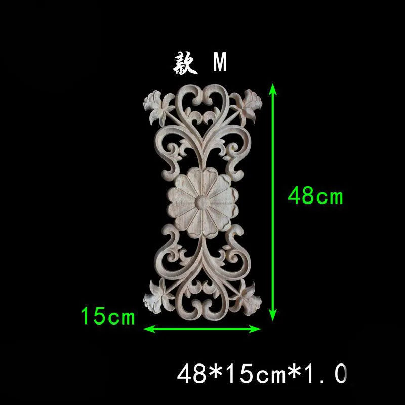 Wood carved appliques corners onlay decals for furniture flower decor Room decorations accessories Unpainted wood decal corner