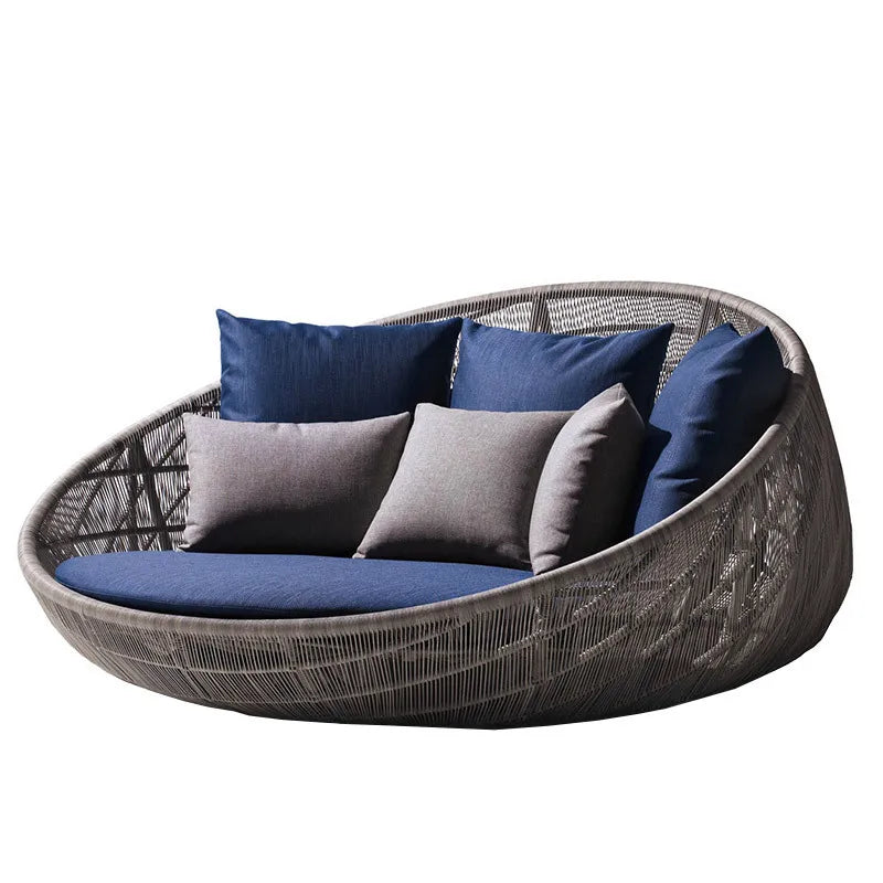Semi-Circular Rattan Sofas, Bird's Nest Circular Beds.Rattan Woven Lounge Chairs