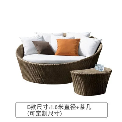 Semi-Circular Rattan Sofas, Bird's Nest Circular Beds.Rattan Woven Lounge Chairs